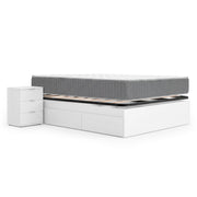 Pack económico de casal Cama compacta, 2 Mesas de cabeceira, Colchão viscoelástico e de molas Aurea e Estrado de ripas 150 x 190 cm
