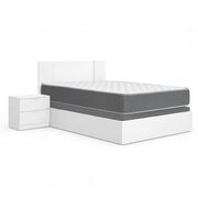 Pack poupança casamento Sommier, Cabeceira com 2 Mesas de Cabeceira Flow e Colchão viscoelástico e molas Aurea 135 x 190 cm