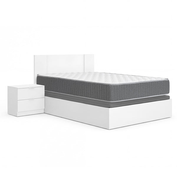 Pack poupança casamento Sommier, Cabeceira com 2 Mesas de Cabeceira Flow e Colchão viscoelástico e molas Aurea 135 x 190 cm