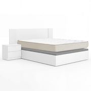 Pack económico Casamento Canapé, Cabeceira com 2 Mesinhas de Cabeceira Len e Colchão Viscoelástico Nova Plus 150 x 190 cm