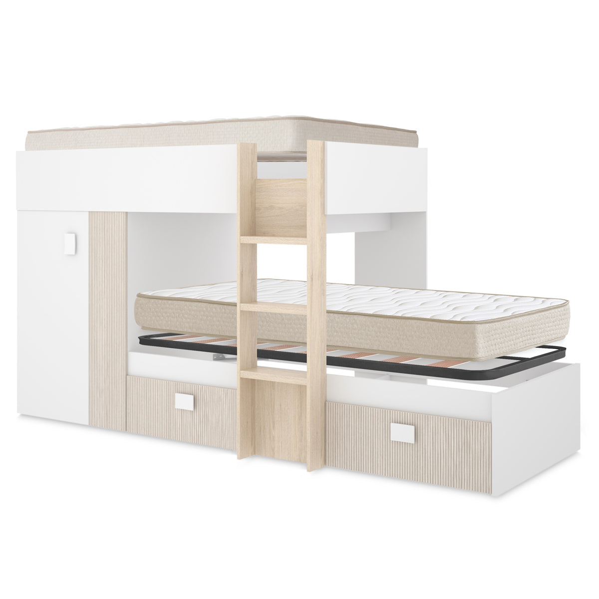 Pack económico juvenil Cama Combo Groe, 1 Estrado e 2 Colchões viscoelásticos Nova 90 x 190 cm