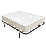 Colchón: Blanco/Beige Somier: Madera/Gris metálico