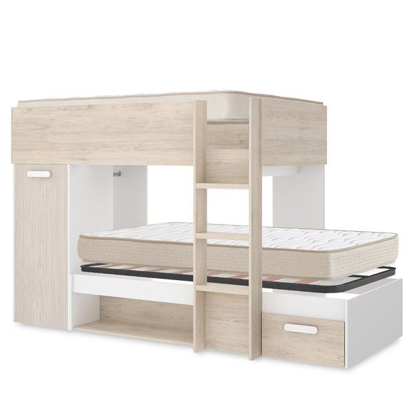 Pack Poupança Juvenil Cama Comboio Kos, 1 Estrado e 2 Colchões Viscoelásticos Nova 90 x 190 cm