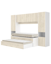 Pack de poupança juvenil Quarto tipo ponte Kwai, 1 Estrado e 2 Colchões viscoelásticos Nova 90 x 190 cm