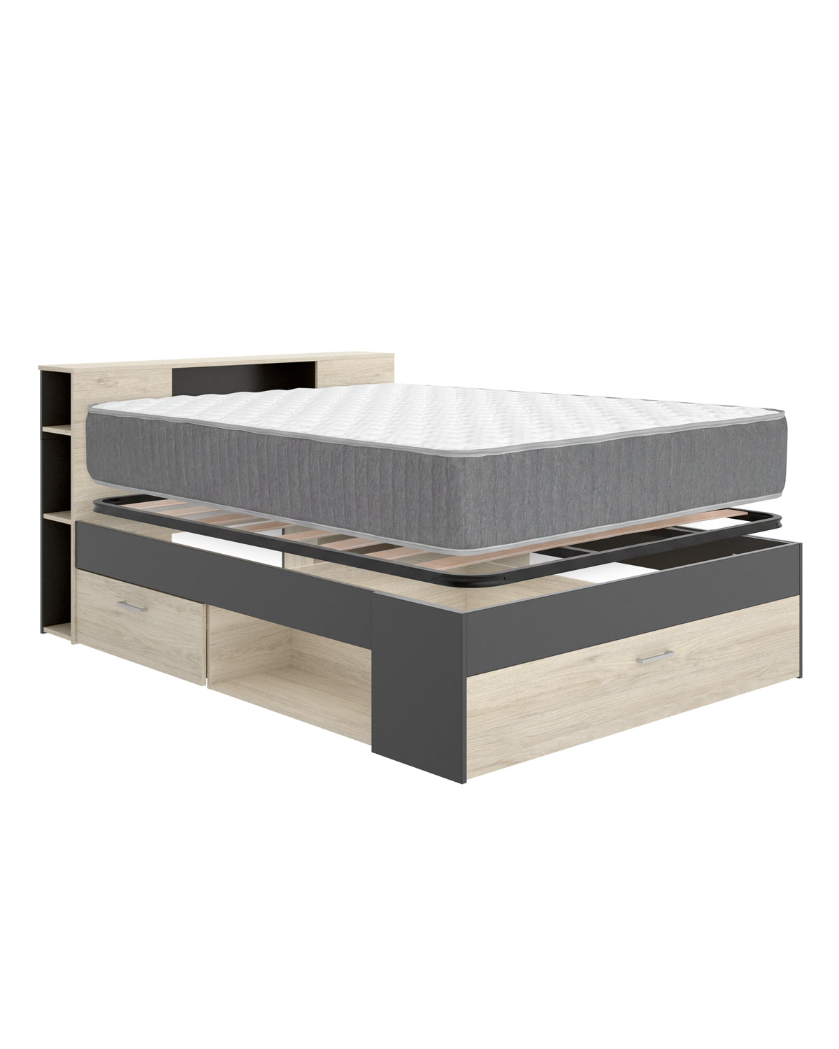 Pack poupança casamento Cama Lanka com cabeceira, Colchão Aurea e Estrado 135 x 190 cm