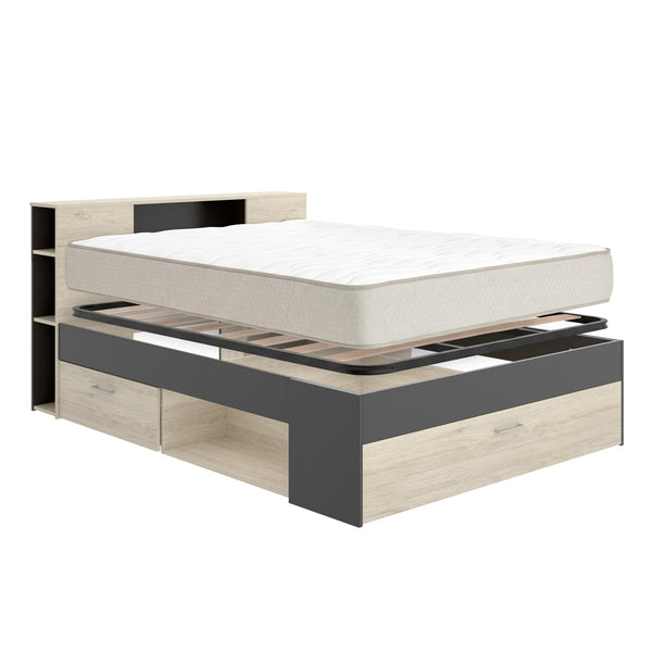 Pack poupança casamento Cama Lanka com cabeceira, Colchão Nova Plus e Estrado 135 x 190 cm