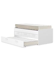 Pack poupança juvenil Cama auxiliar Leka com 3 gavetas, 1 Estrado e 2 Colchões viscoelásticos Nova 90 x 190 cm