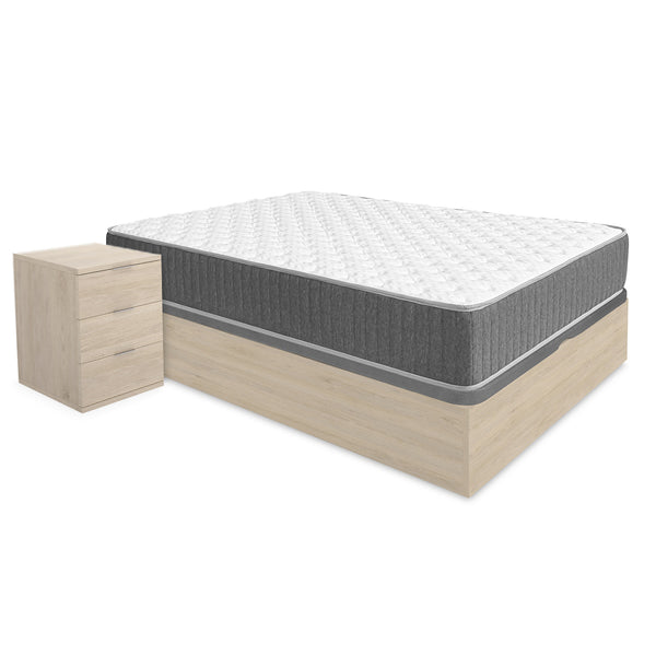 Pack de poupança para casal: Base de cama rebatível Nest, 2 Mesas de cabeceira e Colchão viscoelástico e molas Aurea 150 x 190 cm