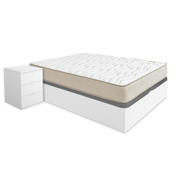 Pack de poupança para casal Canapé Nest, 2 Mesas de cabeceira e Colchão viscoelástico Nova Plus 135 x 190 cm