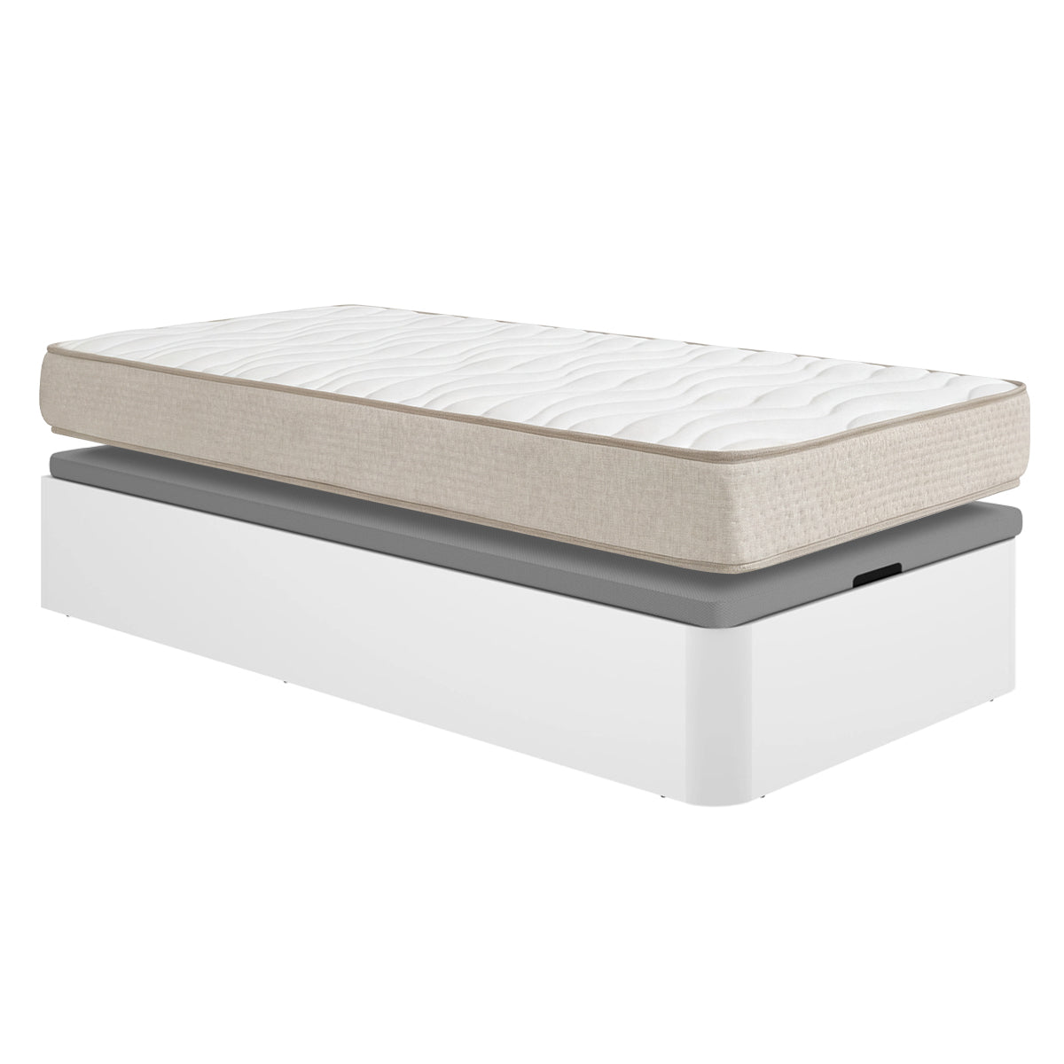 Pack de poupança juvenil Sommier Box Rebatível Round com Colchão Viscoelástico Nova Plus 90 x 190 cm