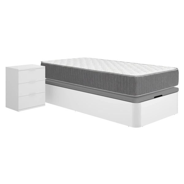 Pack poupança juvenil Estrado Elevatório Round com Colchão Aurea 105 x 190 cm e Mesa de cabeceira Rio