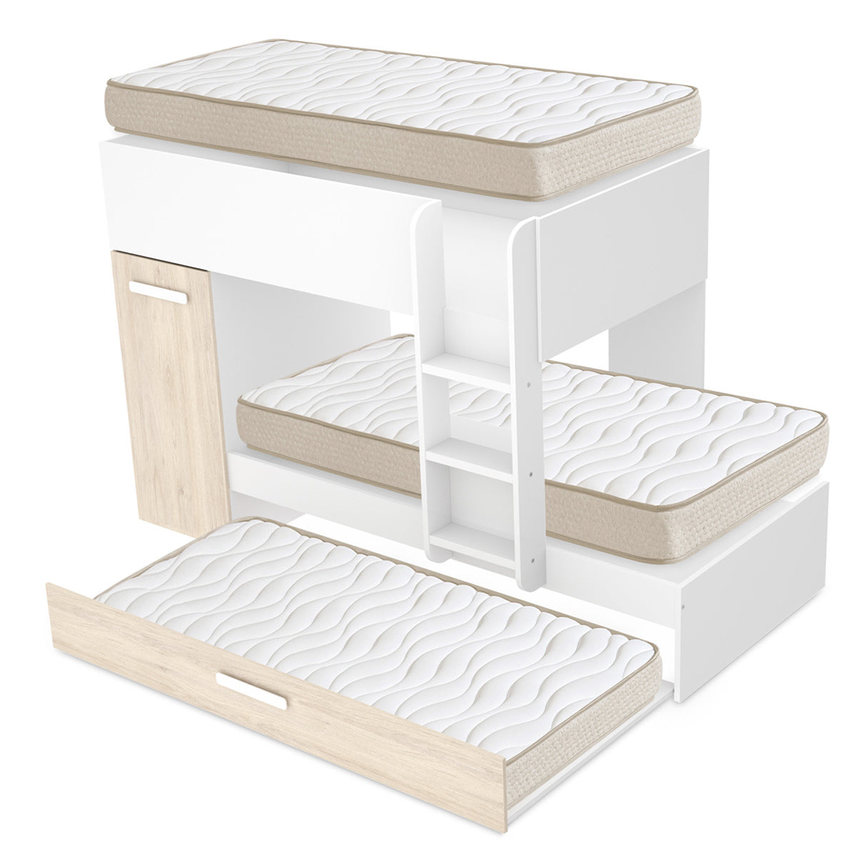 Pack poupança juvenil Beliche triplo Tom com 3 Colchões viscoelásticos Nova 90 x 190 cm