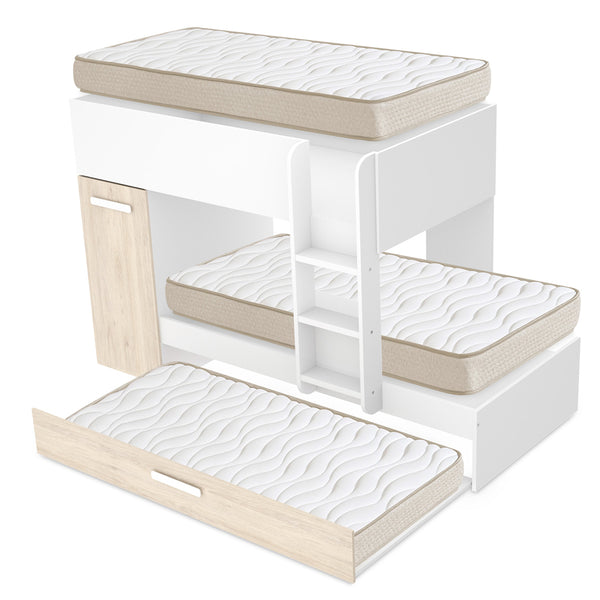 Pack poupança juvenil Beliche triplo Tom com 3 Colchões viscoelásticos Nova 90 x 190 cm