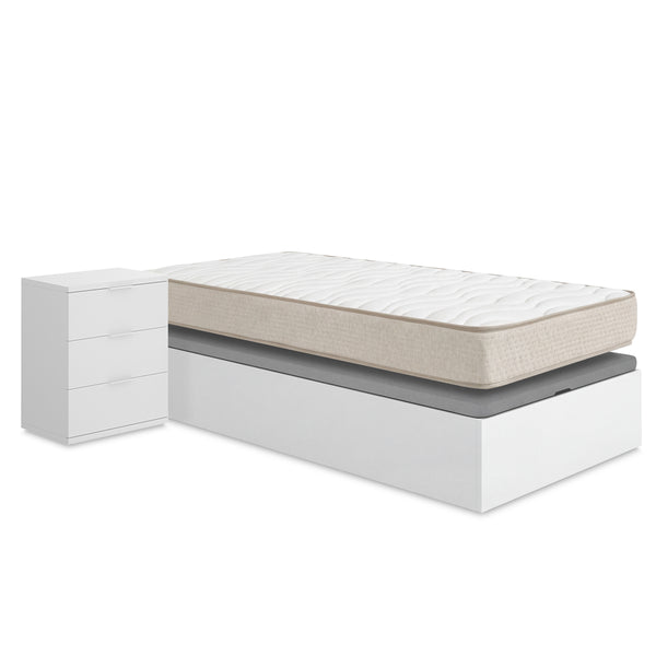 Pack poupança juvenil Estrado Elevatório Nest com Colchão viscoelástico Nova Plus 105 x 190 cm e Mesa de cabeceira Rio