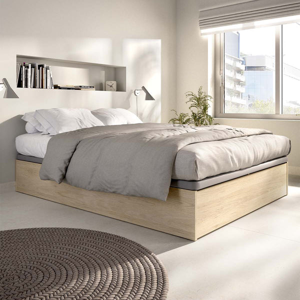 Pack poupança casal Canapé com sapateira Lan e Colchão viscoelástico e molas Áurea 150 x 190 cm