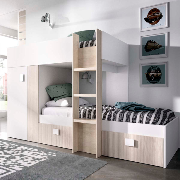 Pack económico juvenil Cama Combo Groe, 1 Estrado e 2 Colchões viscoelásticos Nova 90 x 190 cm