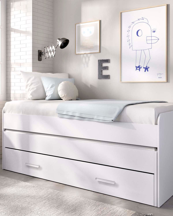 Pack poupança juvenil Cama auxiliar Pema, 2 Estrados e 2 Colchões viscoelásticos Nova 90 x 190