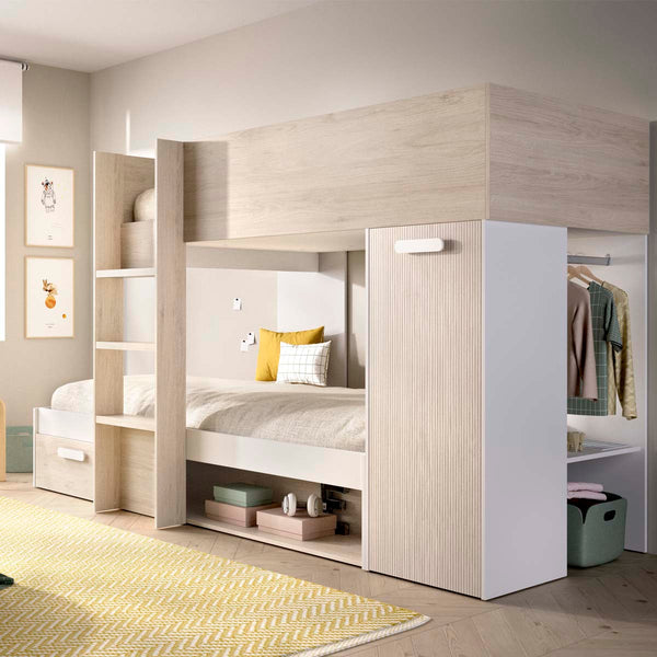 Pack Poupança Juvenil Cama Comboio Kos, 1 Estrado e 2 Colchões Viscoelásticos Nova 90 x 190 cm