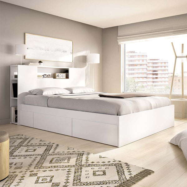 Pack poupança Casamento Cama compacta, Cabeceira Ten, Colchão viscoelástico e molas Aurea e Estrado de ripas 150 x 190 cm