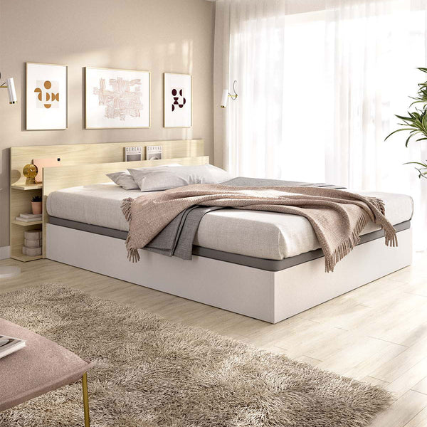 Pacote poupança Casamento Canapé, Cabeceira Tori e Colchão viscoelástico Nova Plus 150 x 190 cm