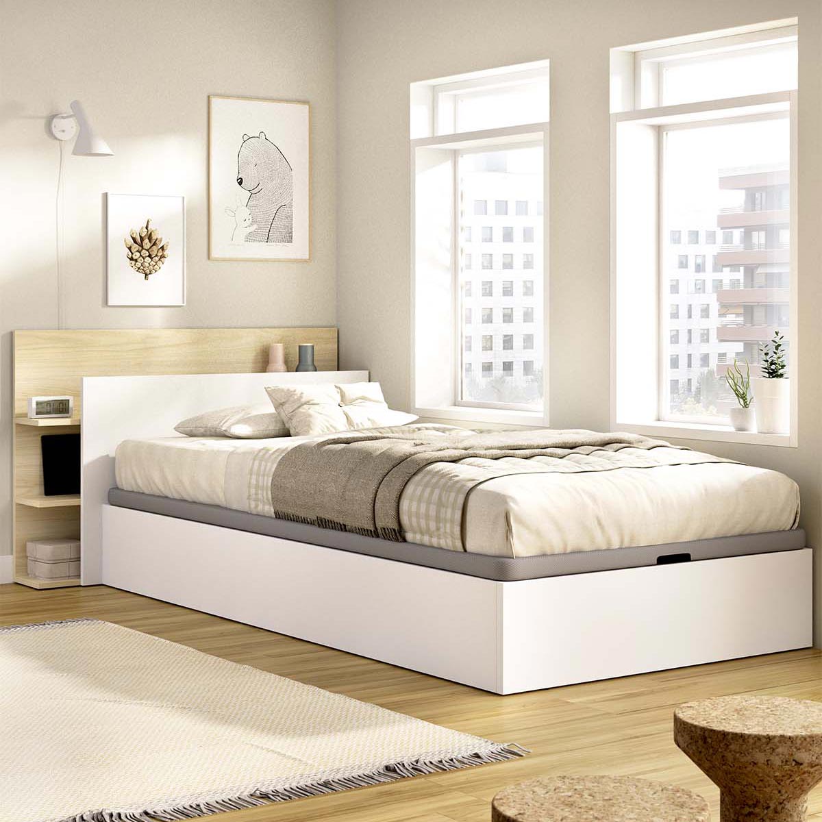 Pack poupança juvenil Estrado Elevatório com Cabeceira Tori e Colchão viscoelástico Nova 90 x 190 cm