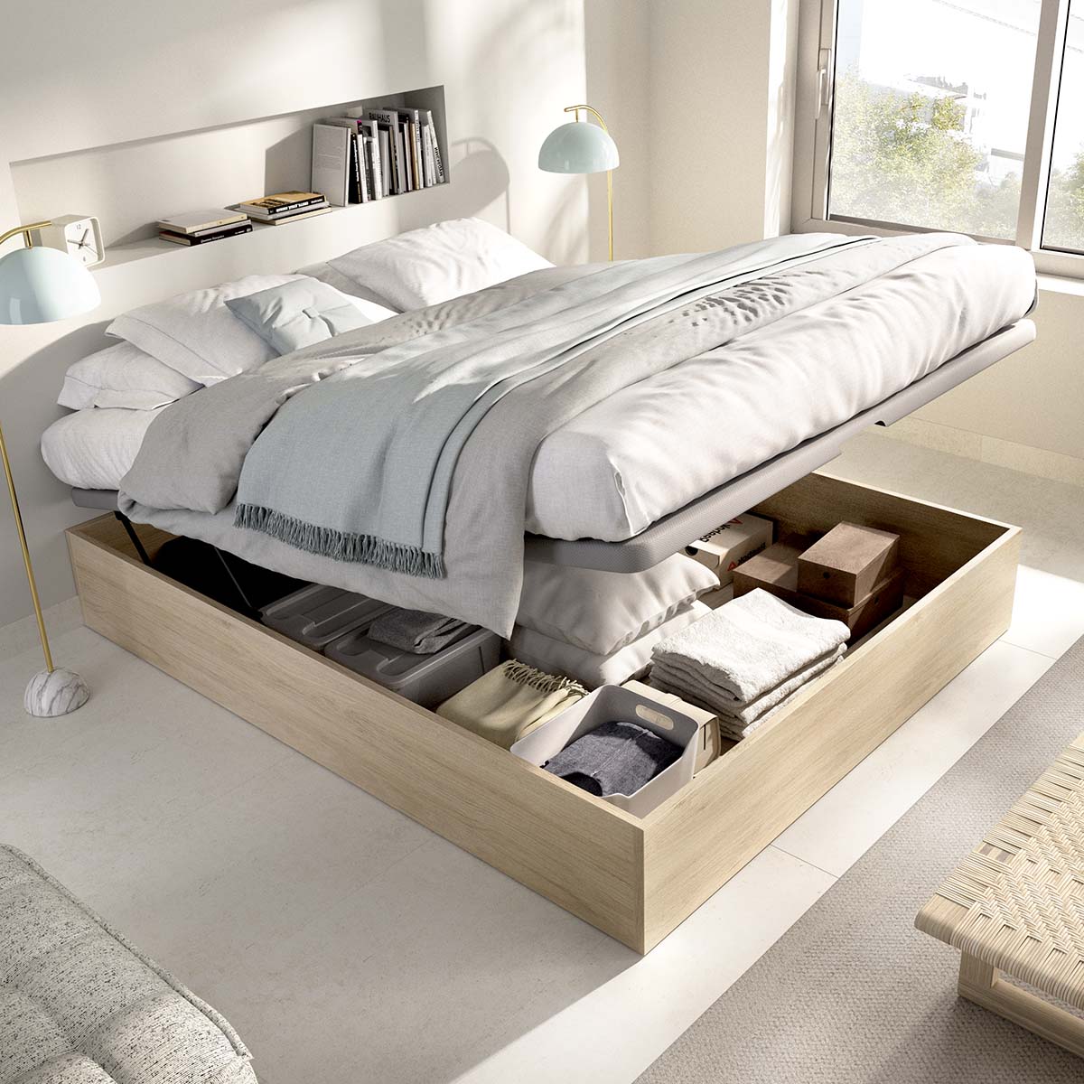Pack poupança casal Sommier rebatível Nest com Colchão viscoelástico Nova Plus 150 x 190 cm