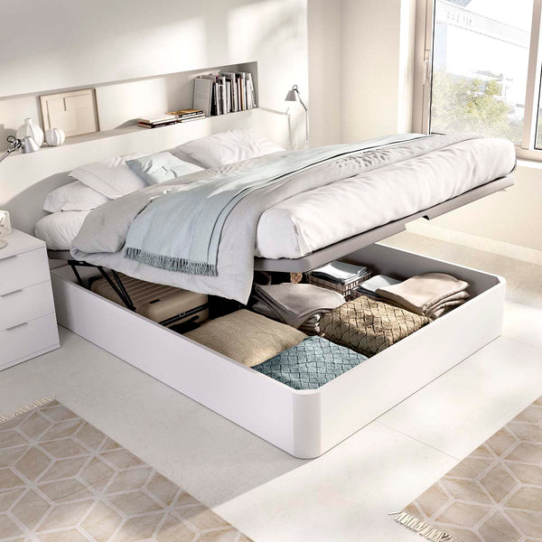 Pack poupança Casamento Canapé Round, 2 Mesas de Cabeceira e Colchão Viscoelástico Nova Plus 135 x 190 cm