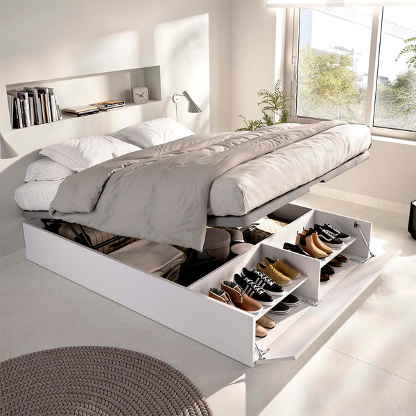 Conjunto de quarto Casal Canapé com sapateira Lan e Colchão viscoelástico e molas Áurea 150 x 190 cm