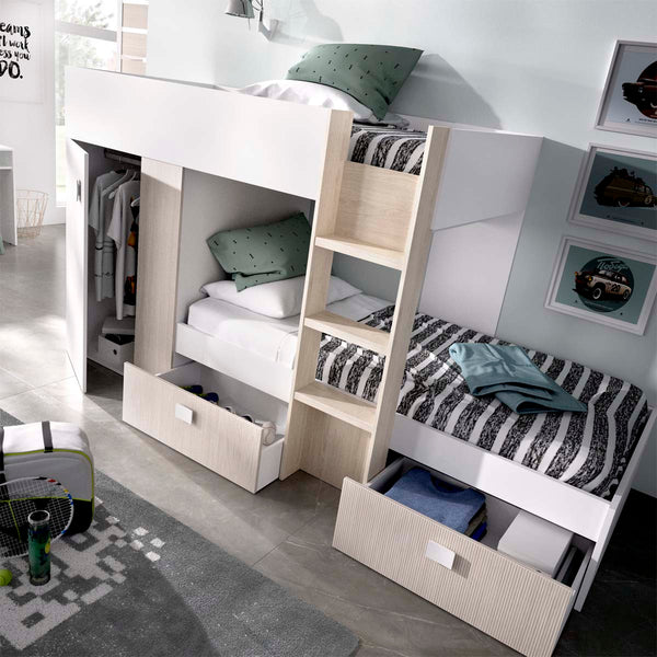 Pack económico juvenil Cama Combo Groe, 1 Estrado e 2 Colchões viscoelásticos Nova 90 x 190 cm