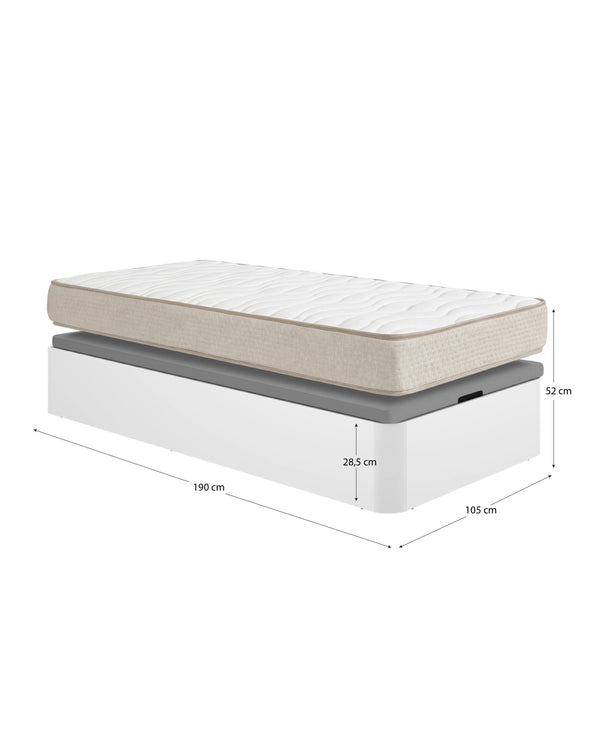 Pack poupança juvenil Sommier rebatível Round com Colchão viscoelástico Nova Plus 105 x 190 cm