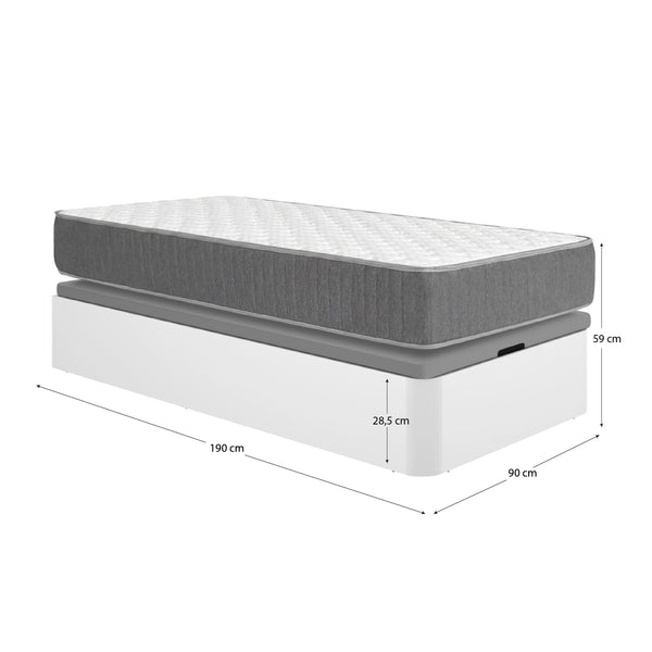 Pack poupança juvenil Canapé Round com Colchão viscoelástico e molas ensacadas Aurea 90 x 190 cm