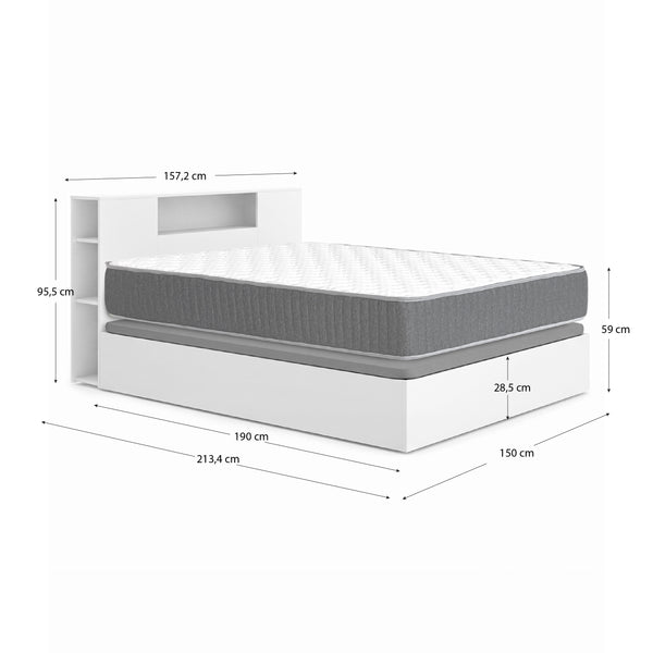 Pack de poupança para casal: Divã com Cabeceira Ten e Colchão viscoelástico e de molas Aurea 150 x 190 cm
