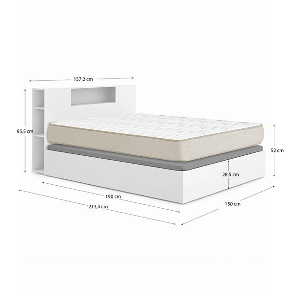 Pack económico Casal Canapé com Cabeceira Ten e Colchão viscoelástico Nova Plus 150 x 190 cm