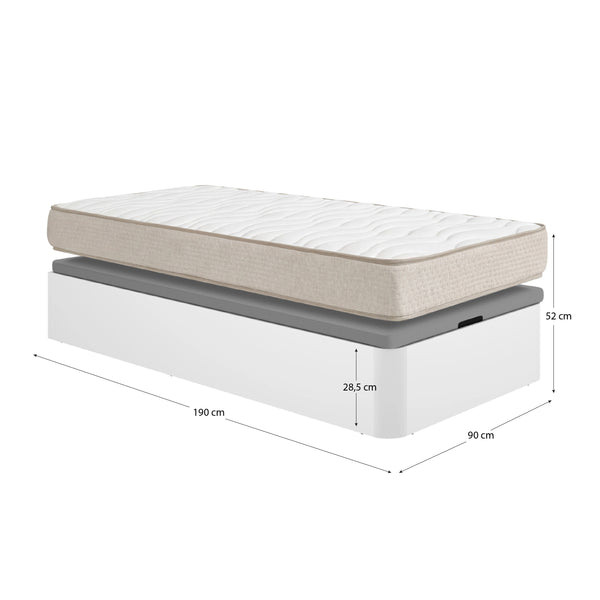 Pack de poupança juvenil Sommier Box Rebatível Round com Colchão Viscoelástico Nova Plus 90 x 190 cm