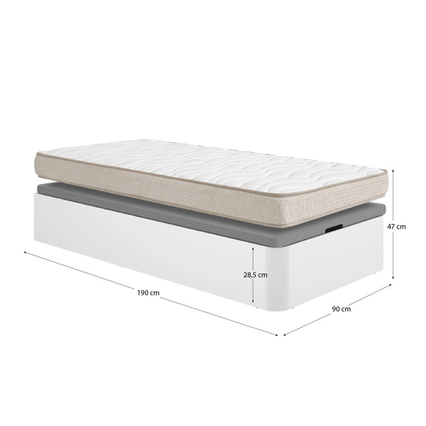 Pack poupança juvenil Estrado elevatório Round com Colchão viscoelástico Nova 90 x 190 cm