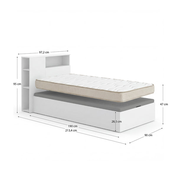 Pack poupança juvenil Canapé com Cabeceira Ten e Colchão Viscoelástico Nova 90 x 190 cm