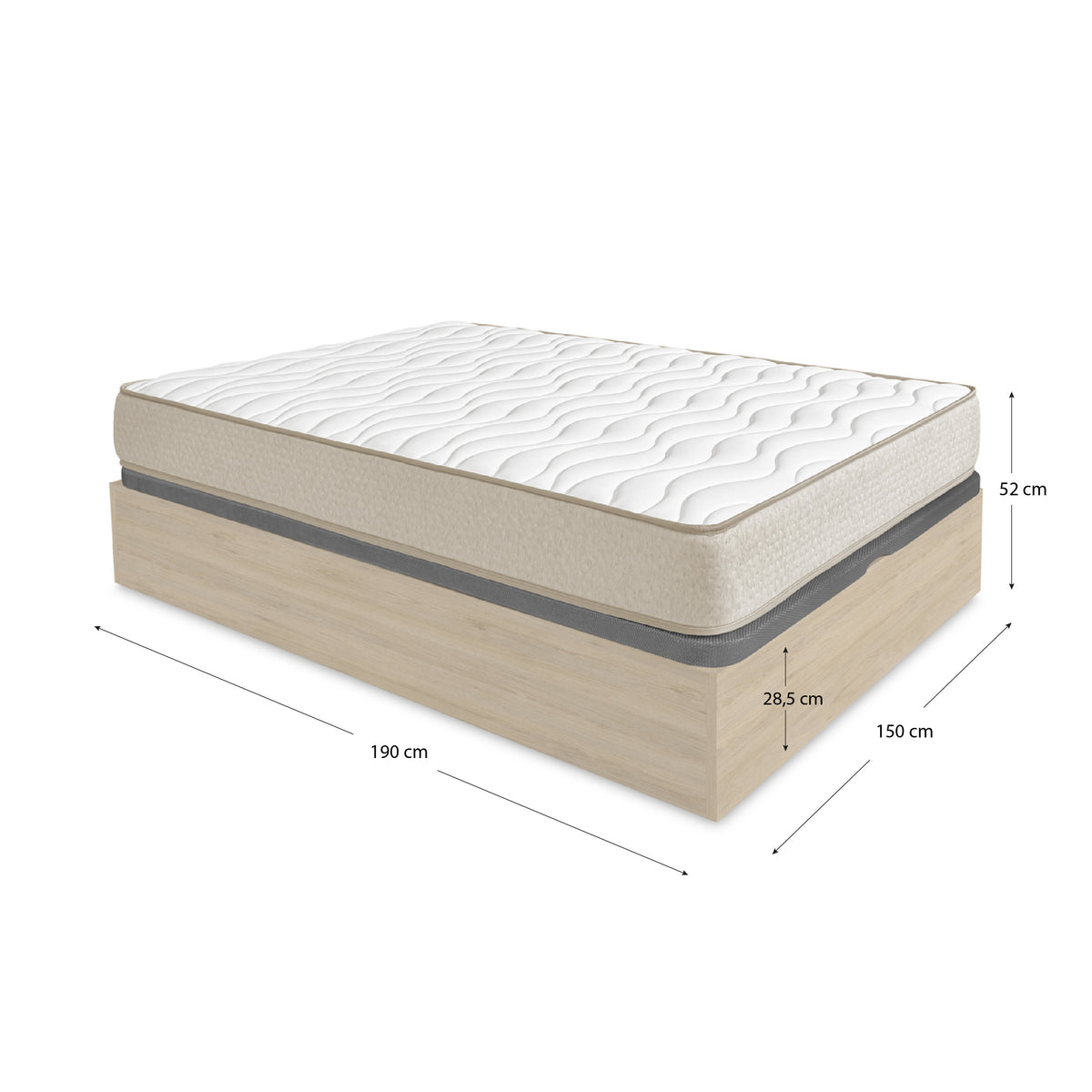 Pack poupança casal Sommier rebatível Nest com Colchão viscoelástico Nova Plus 150 x 190 cm