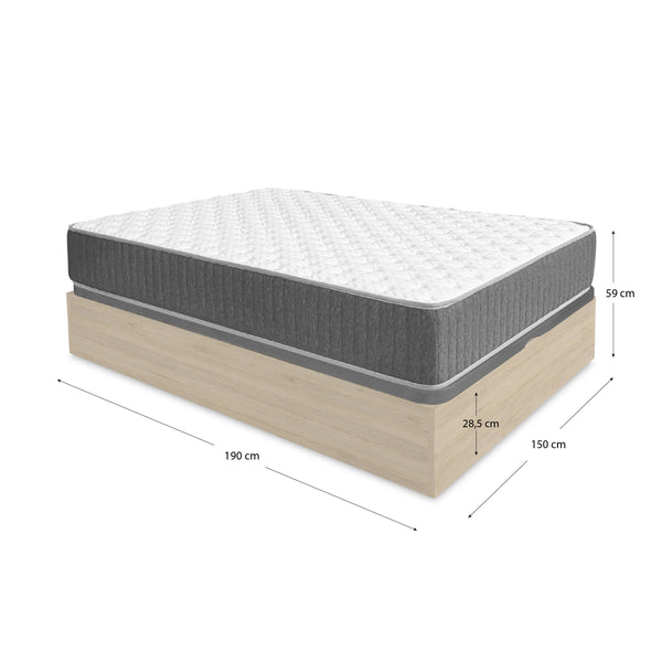 Pack económico Casal Sommier Rebatível Nest com Colchão Viscoelástico e Molas Aurea 150 x 190 cm