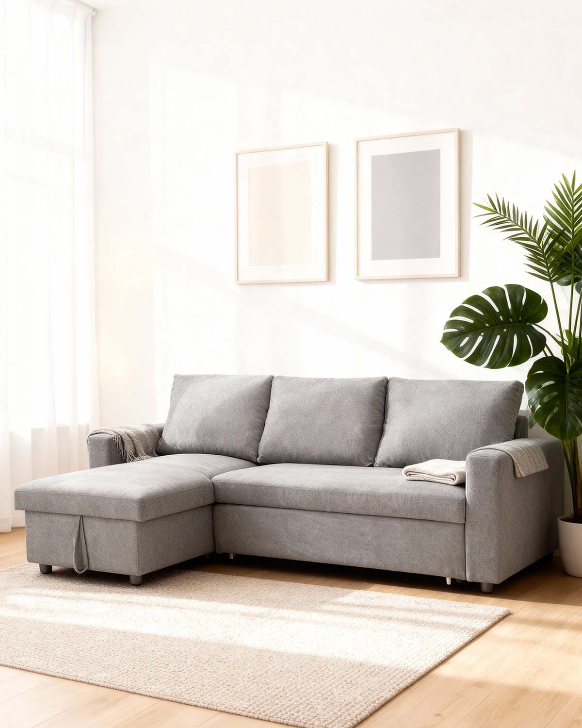 Sofá-cama com chaise longue reversível e arrumação Ivy