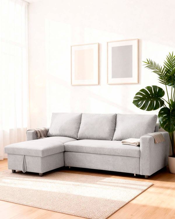Sofá-cama com chaise longue reversível e arrumação Ivy