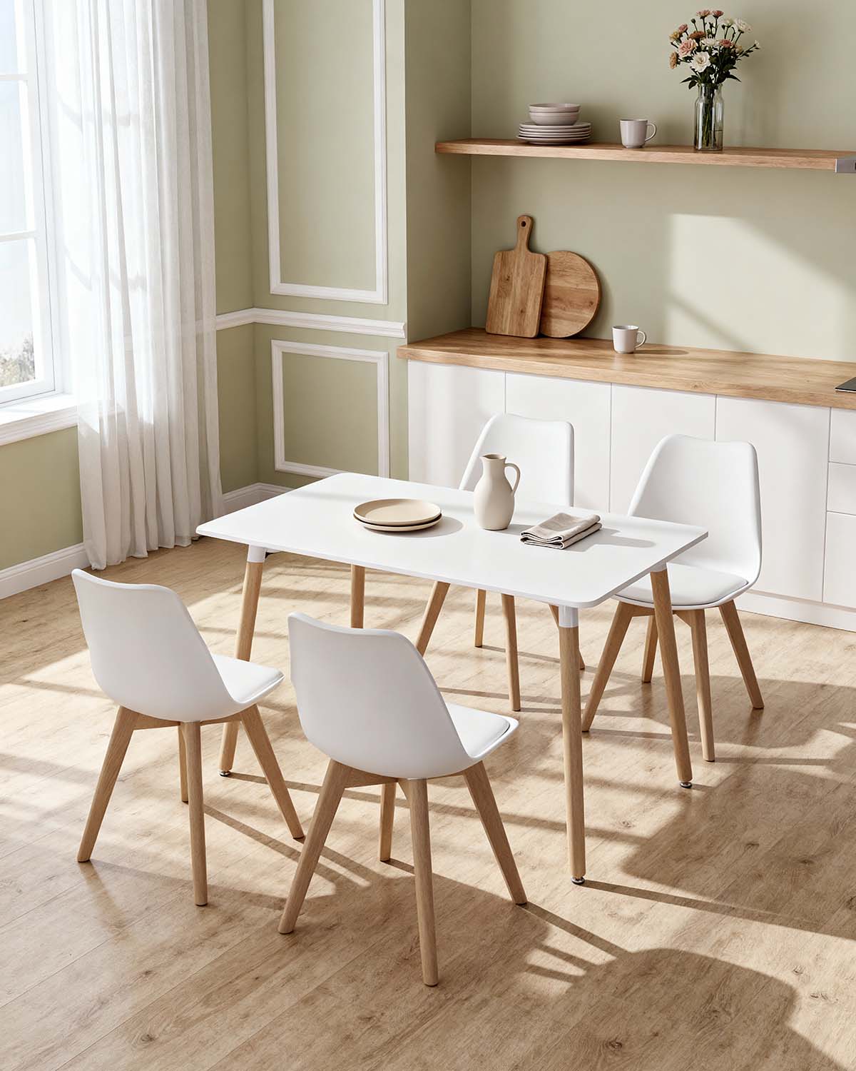 Pacote económico de mesa Nola e cadeiras Mavis