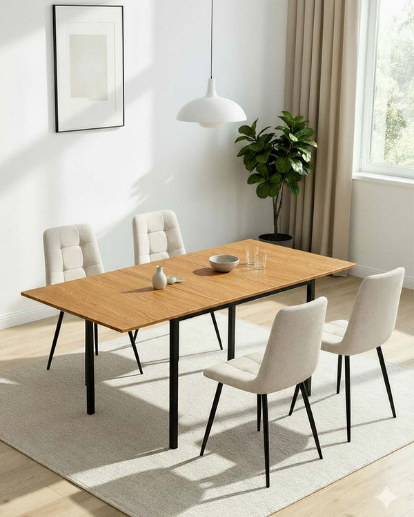 Pack de poupança com mesa extensível Elba e cadeiras Shanna