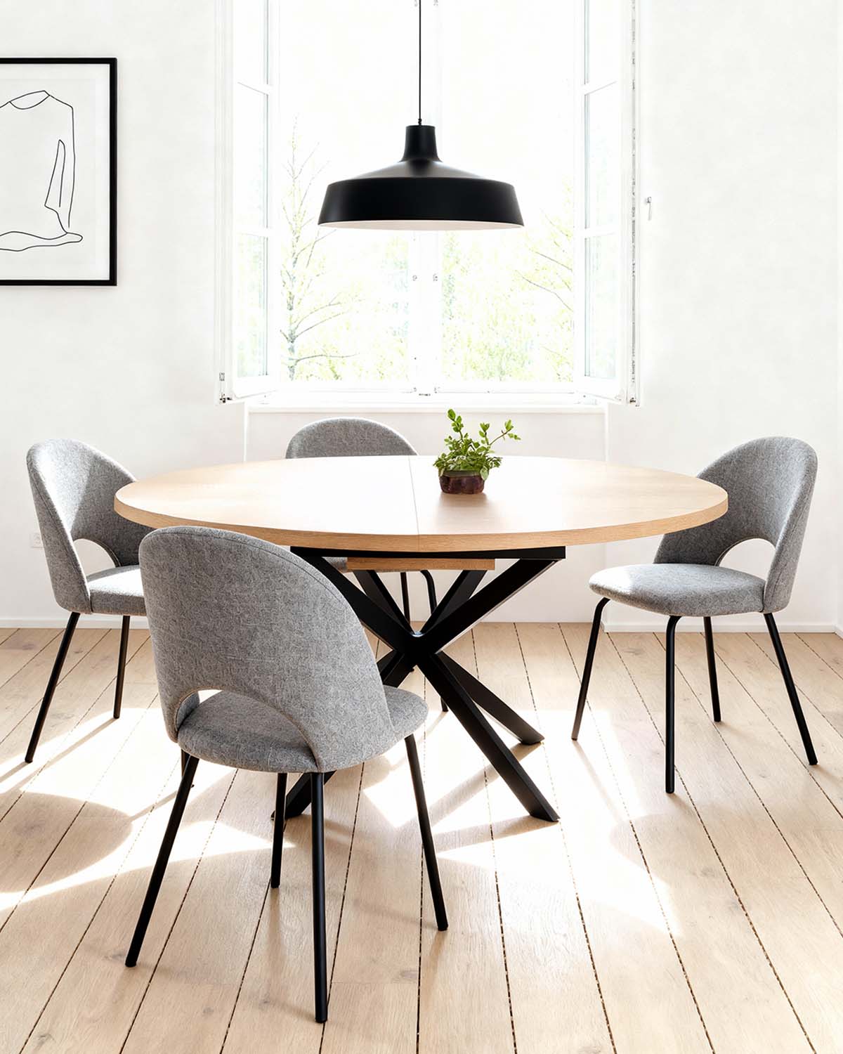 Pack de poupança de mesa extensível Elvia e cadeiras Lupe