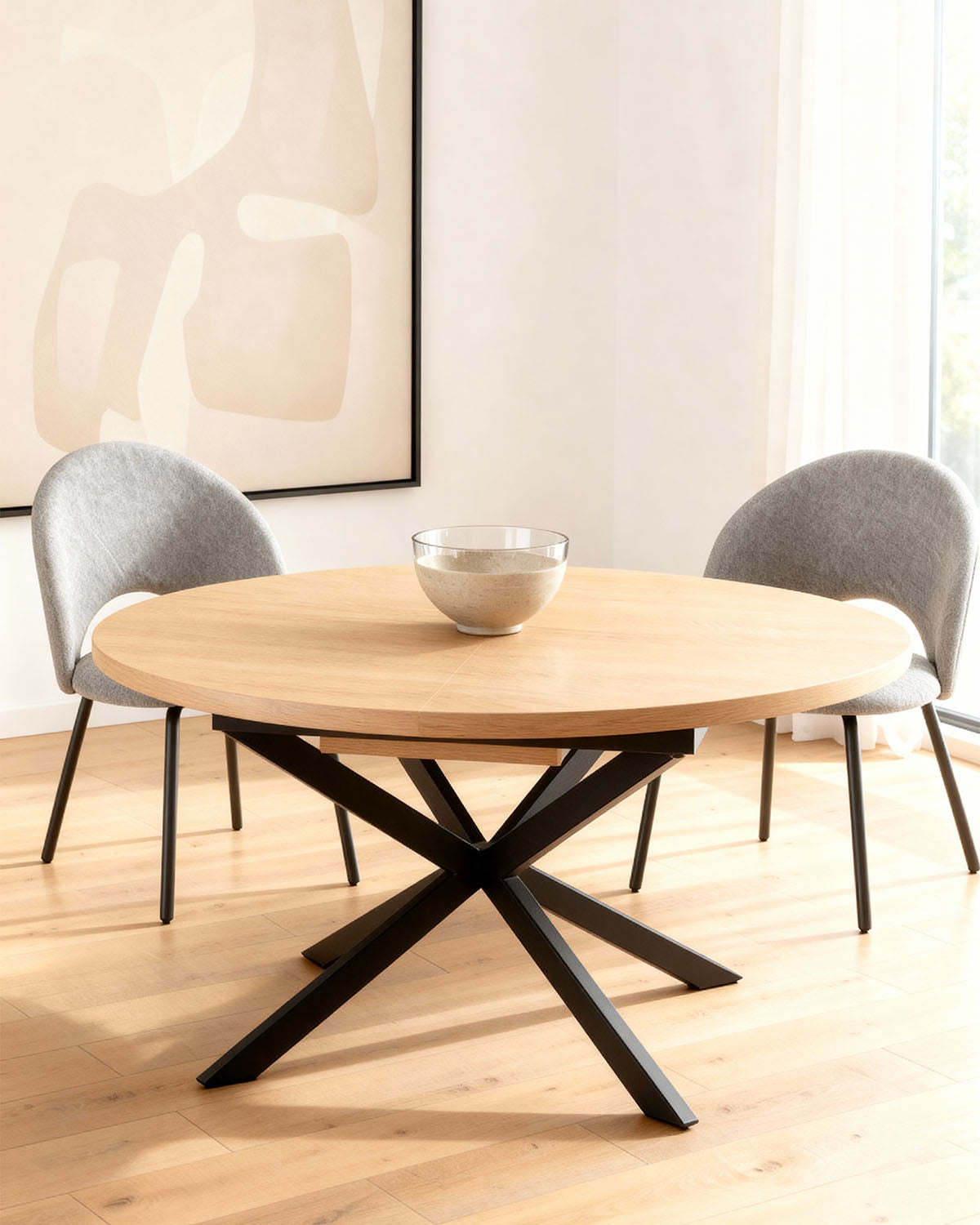 Mesa de jantar redonda extensível Elvia
