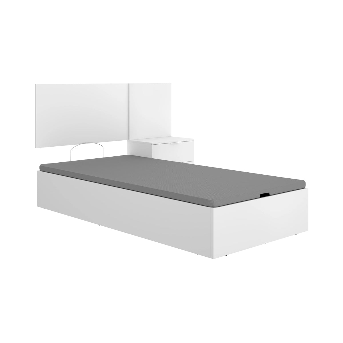 Pack juvenil económico Canapé com Cabeceira e uma Mesa de Cabeceira Flow, e Colchão viscoelástico Nova de 90 x 190 cm
