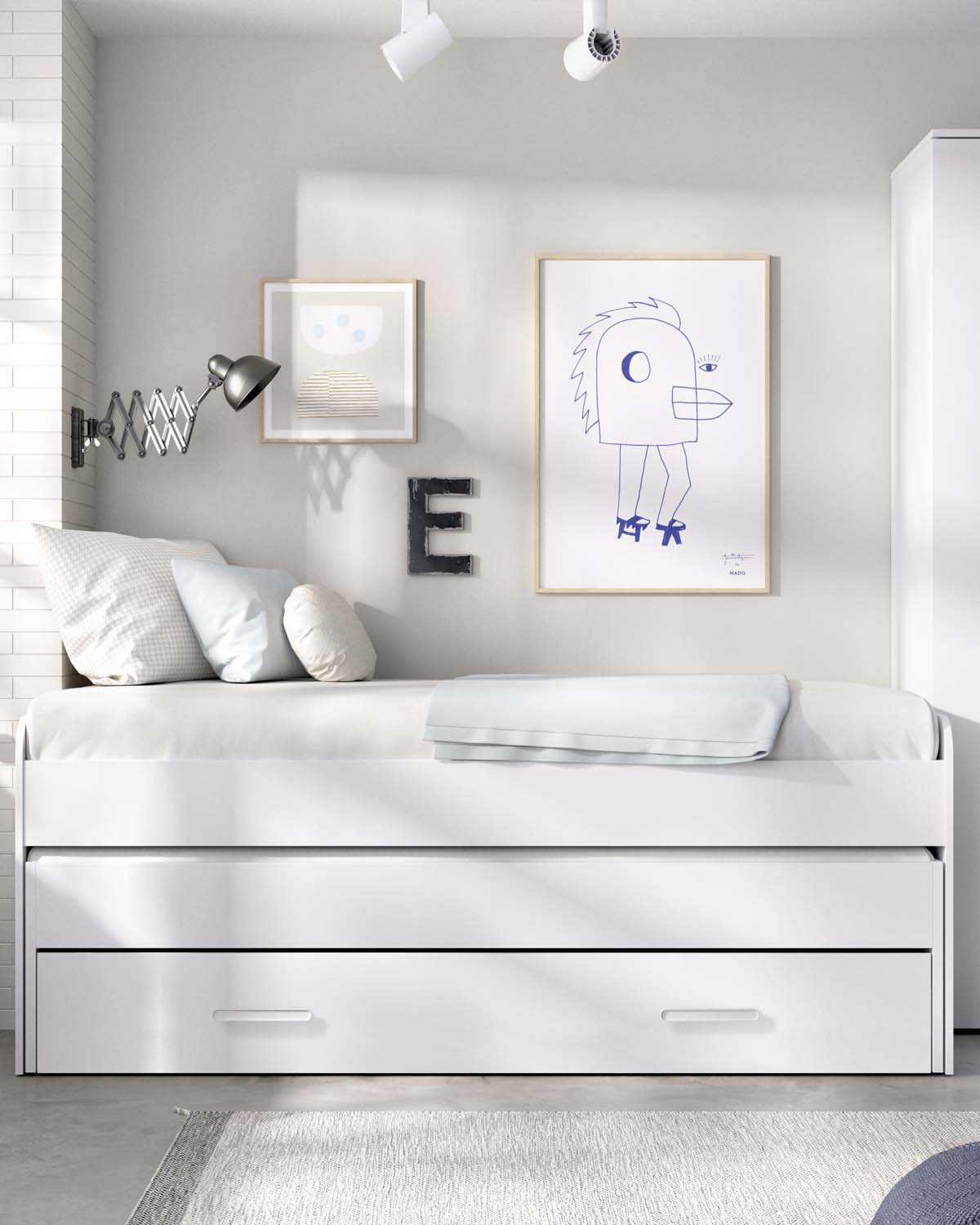 Pack poupança juvenil Cama auxiliar Pema, 2 Estrados e 2 Colchões viscoelásticos Nova 90 x 190