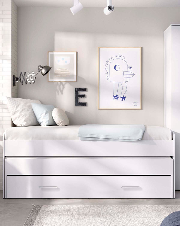 Pack poupança juvenil Cama auxiliar Pema, 2 Estrados e 2 Colchões viscoelásticos Nova 90 x 190