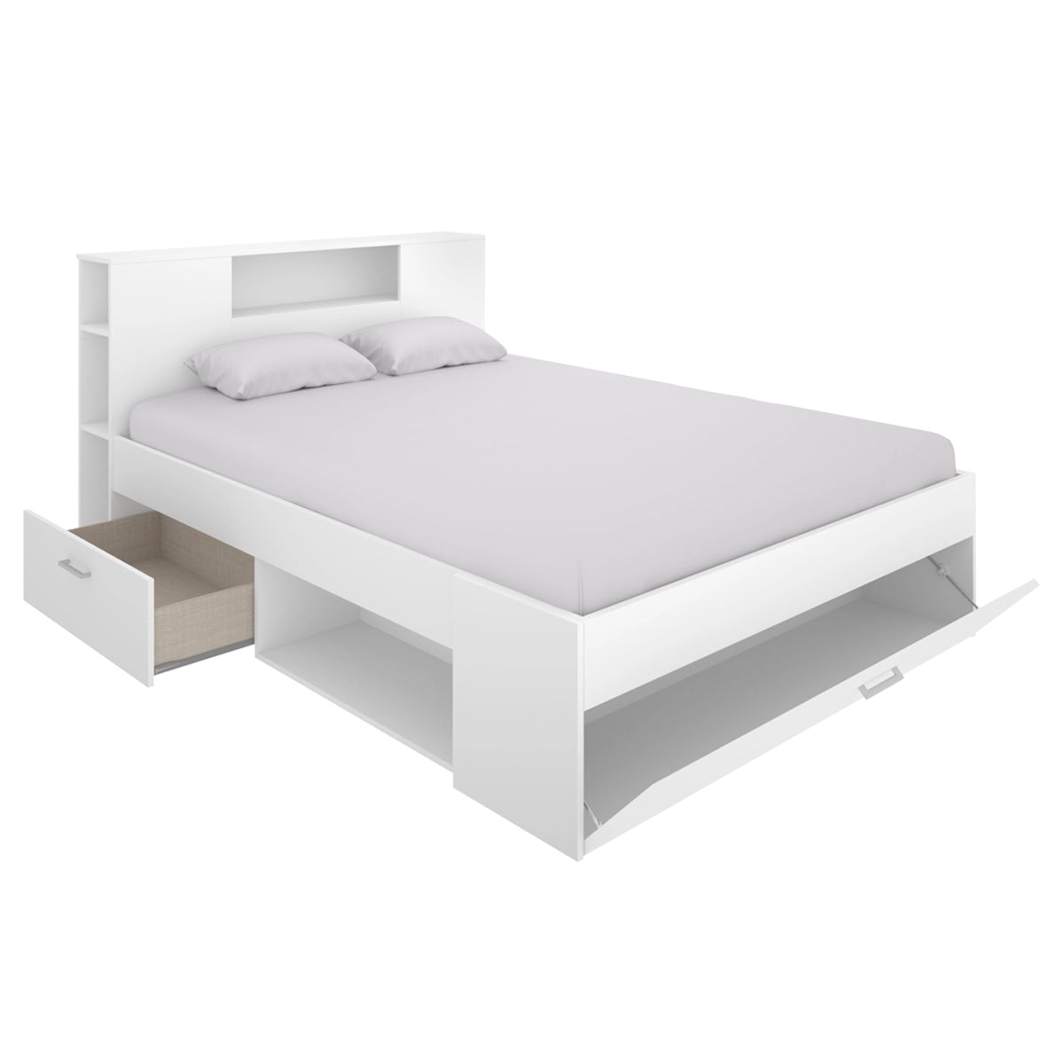 Pack Poupança Casal Cama Lanka com Cabeceira, Colchão Aurea e Estrado de Lattes 135 x 190 cm