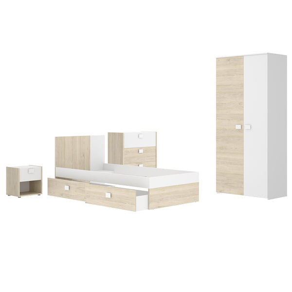 Pack poupança juvenil Quarto completo Dina com Colchão Nova 90 x 190 cm e Estrado