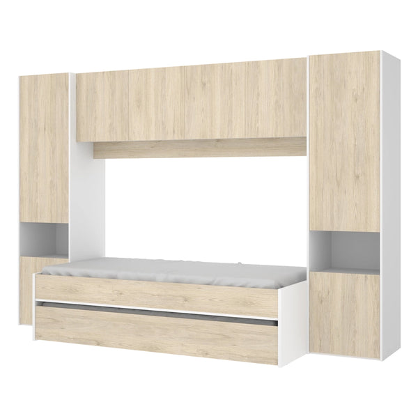Pack de poupança juvenil Quarto tipo ponte Kwai, 1 Estrado e 2 Colchões viscoelásticos Nova 90 x 190 cm